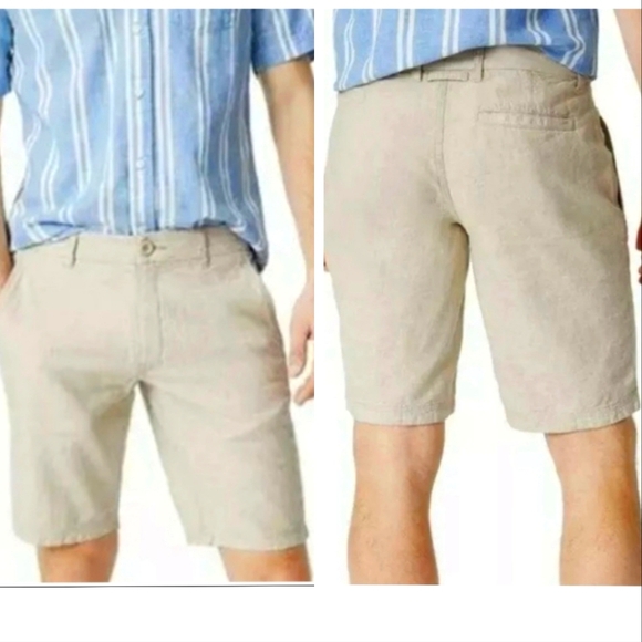 ONIA Austin Linen Khaki Trouser Shorts, 9in Inseam, Straight Relaxed Fit, EUC! - Picture 1 of 10